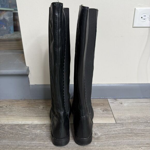 John Fluevog Black Leather Tall Pull-on Riding Boots Womens Size 12 Knee-High - Picture 8 of 12